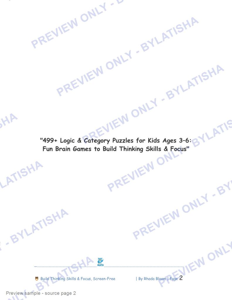 499+ Logic & Category Puzzles for Kids Ages 3-6: Fun Brain Games to Build Thinking Skills & Focus preview sample