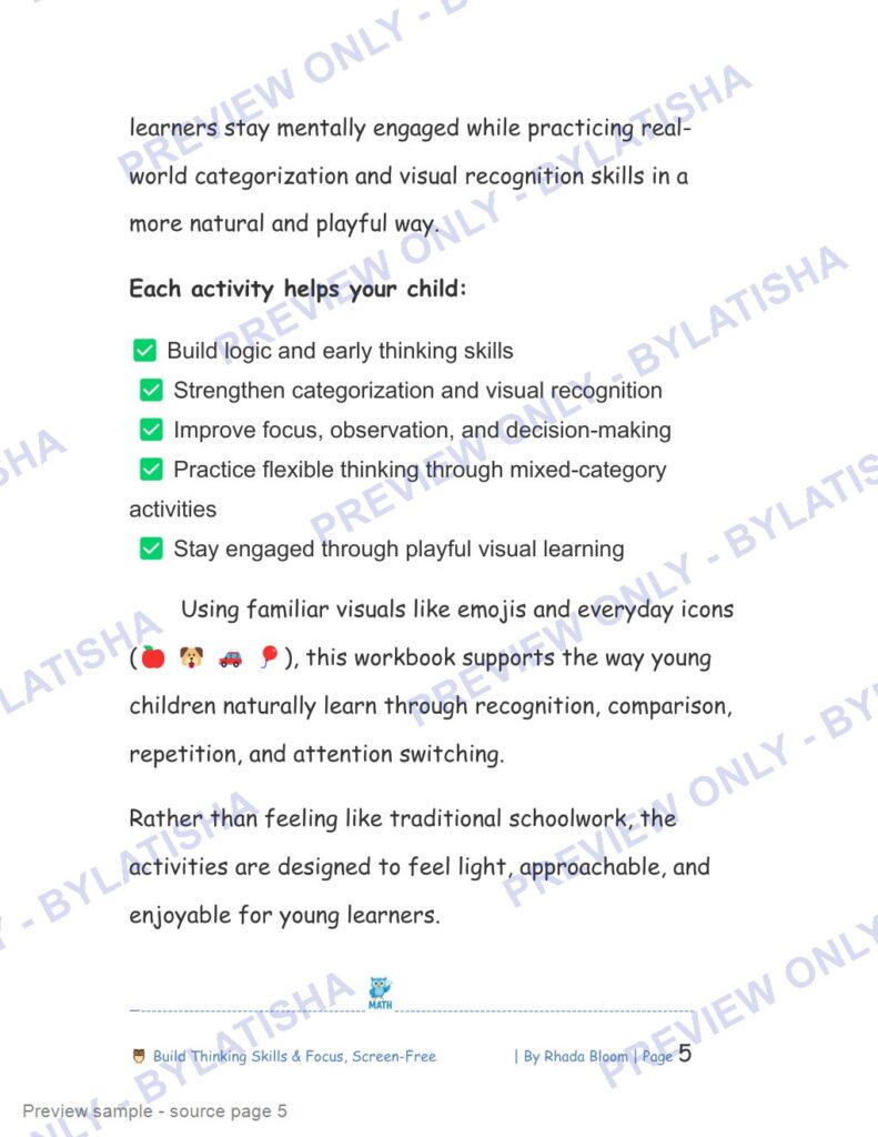 499+ Logic & Category Puzzles for Kids Ages 3-6: Fun Brain Games to Build Thinking Skills & Focus preview sample