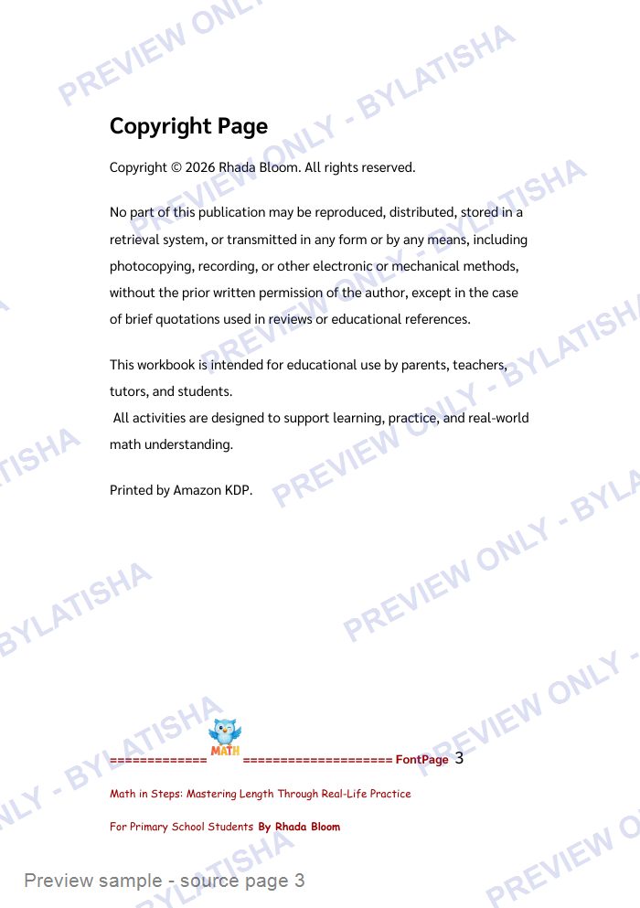 Math in Steps: Mastering Length Through Real-Life Practice for Primary School Students preview sample