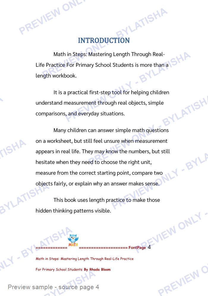 Math in Steps: Mastering Length Through Real-Life Practice for Primary School Students preview sample