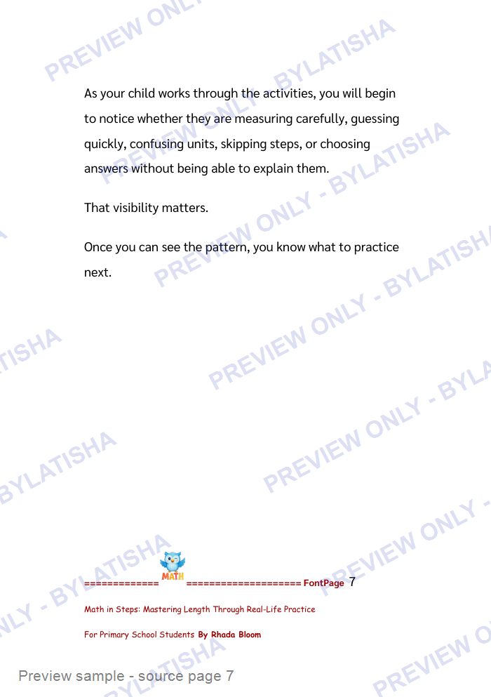 Math in Steps: Mastering Length Through Real-Life Practice for Primary School Students preview sample