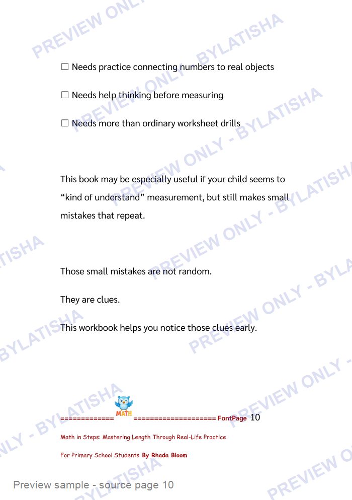 Math in Steps: Mastering Length Through Real-Life Practice for Primary School Students preview sample
