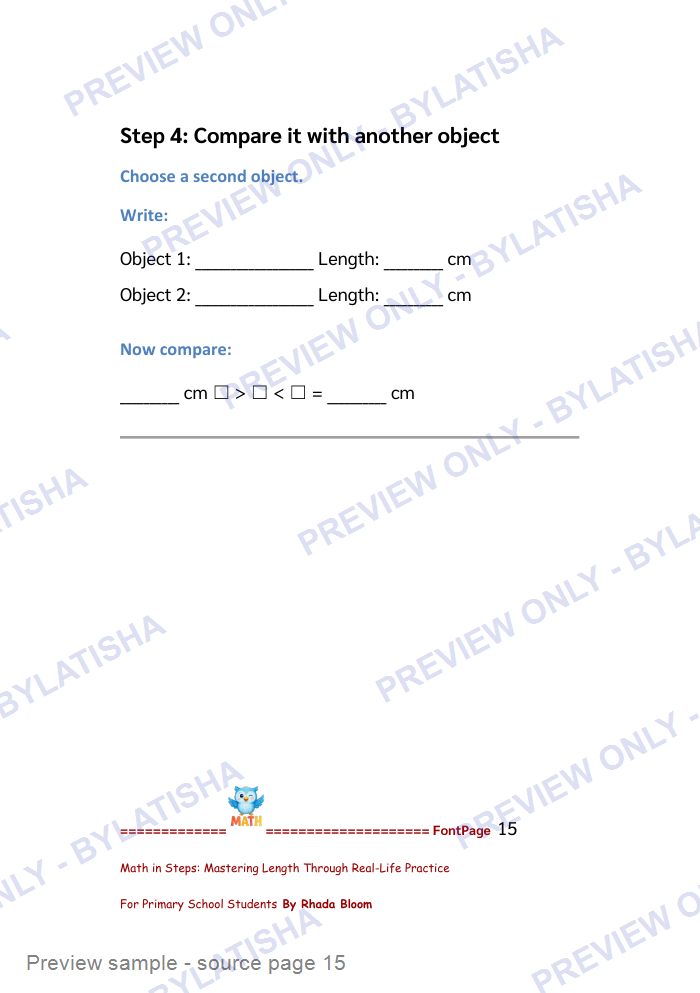 Math in Steps: Mastering Length Through Real-Life Practice for Primary School Students preview sample