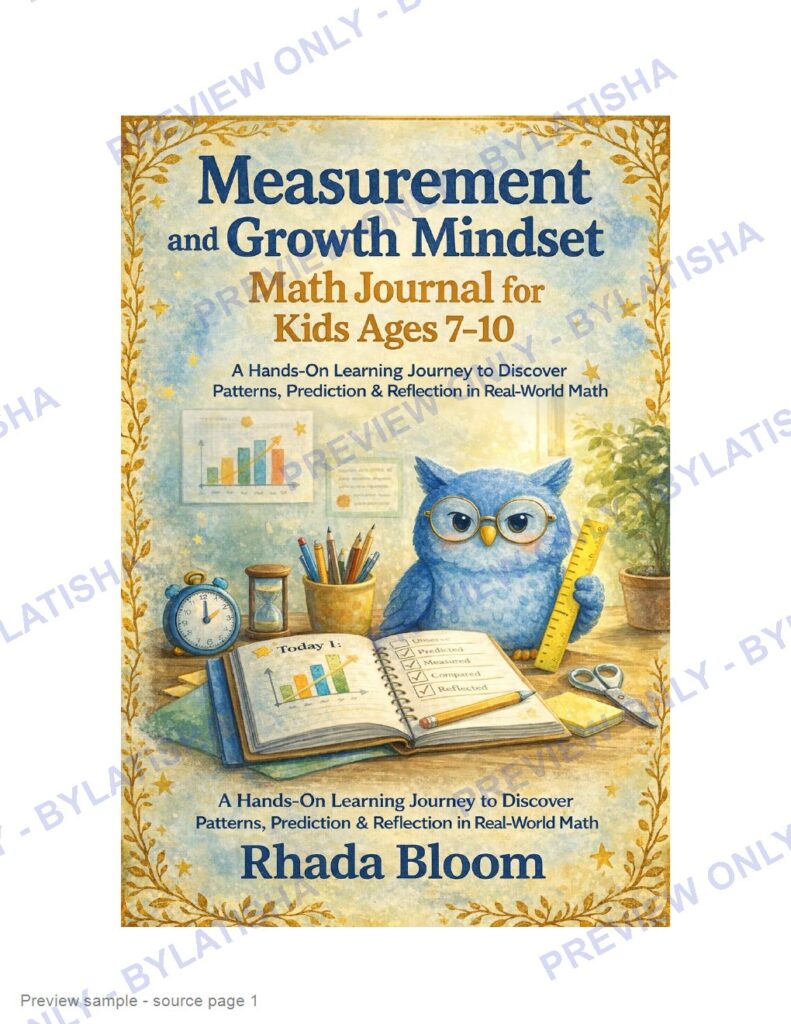Measurement and Growth Mindset Math Journal for Kids Ages 7-10 preview sample
