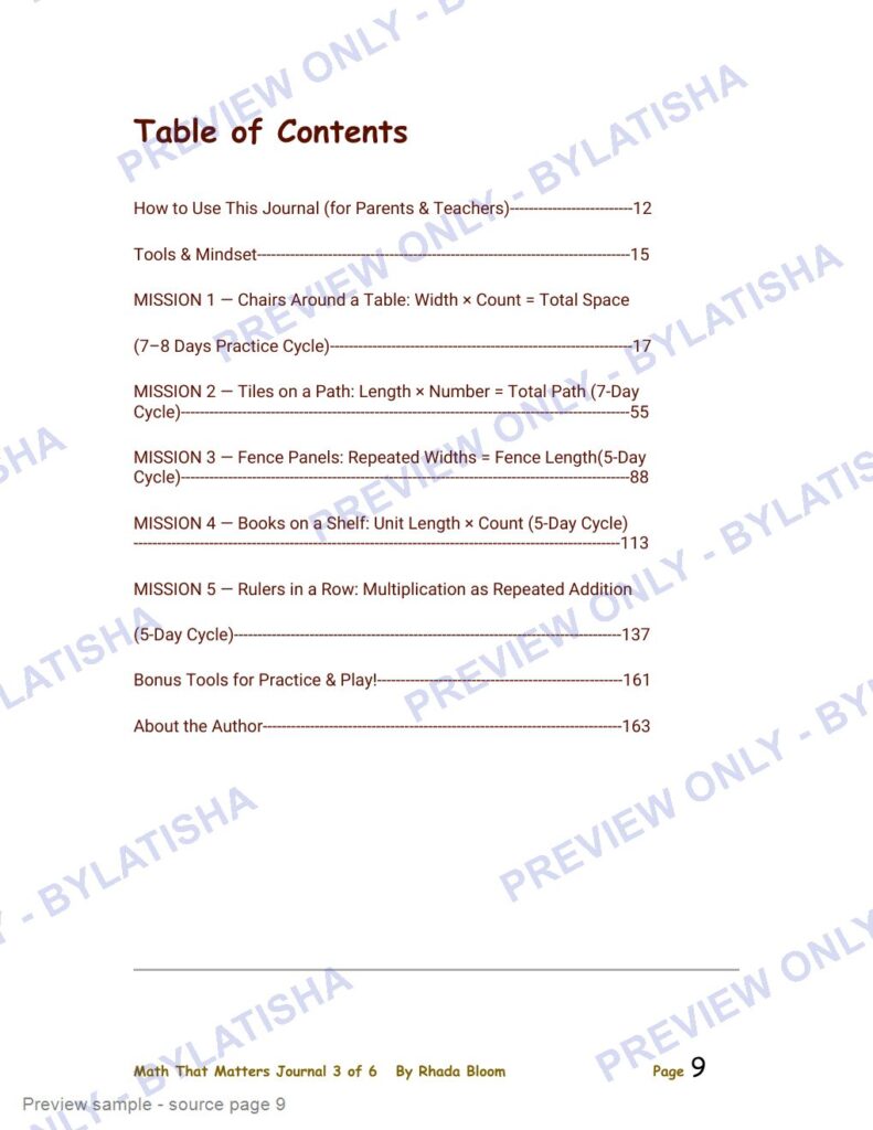 Measurement and Growth Mindset Math Journal for Kids Ages 7-10 preview sample