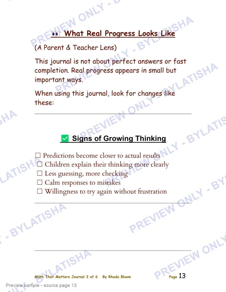 Measurement and Growth Mindset Math Journal for Kids Ages 7-10 preview sample