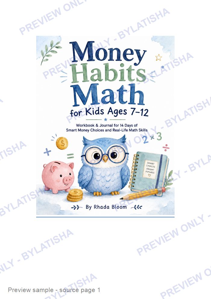 Money Habits Math for Kids Ages 7-12 preview sample