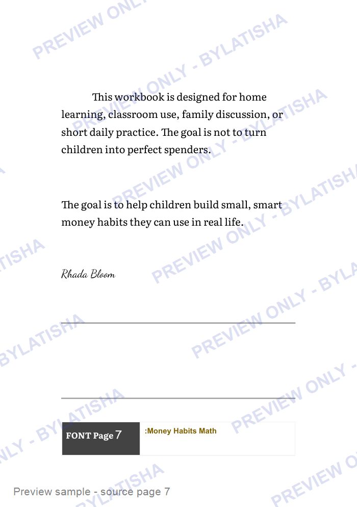 Money Habits Math for Kids Ages 7-12 preview sample
