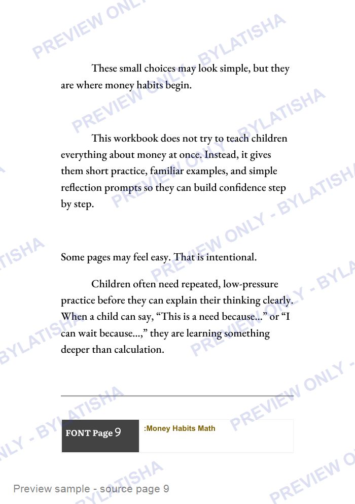 Money Habits Math for Kids Ages 7-12 preview sample