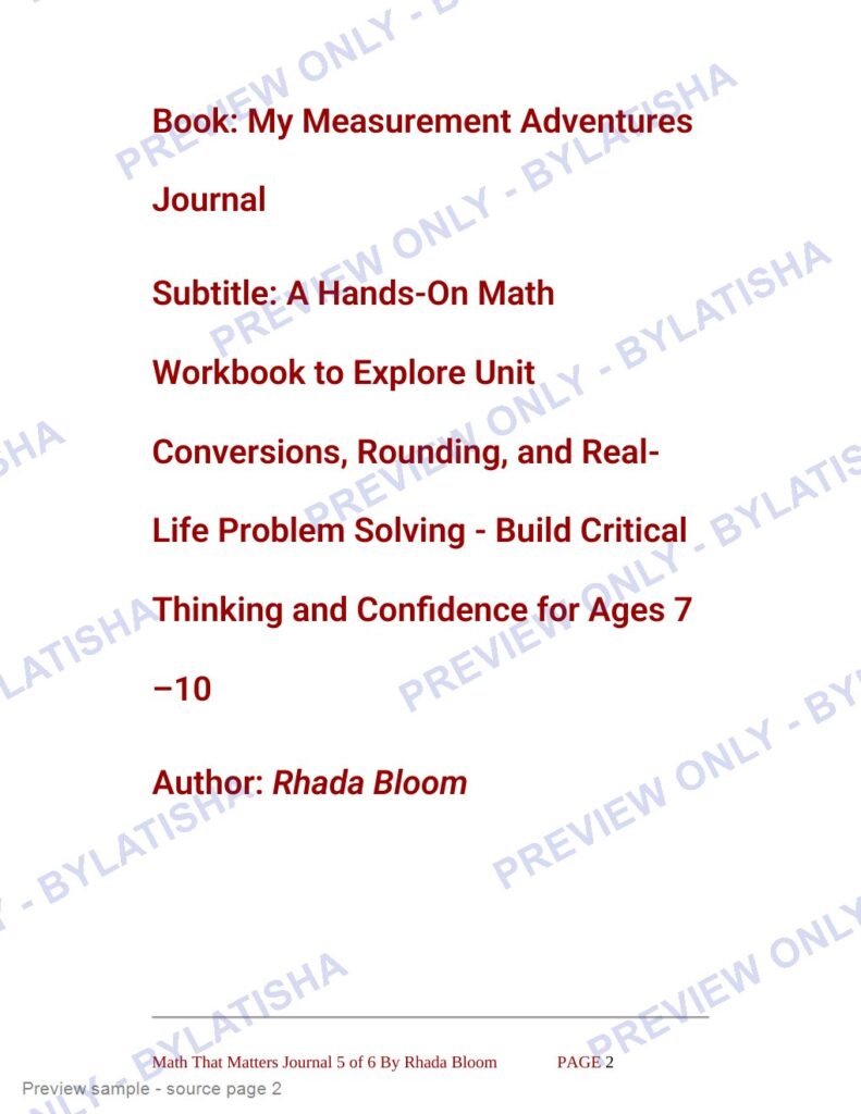 My Measurement Adventures Journal preview sample