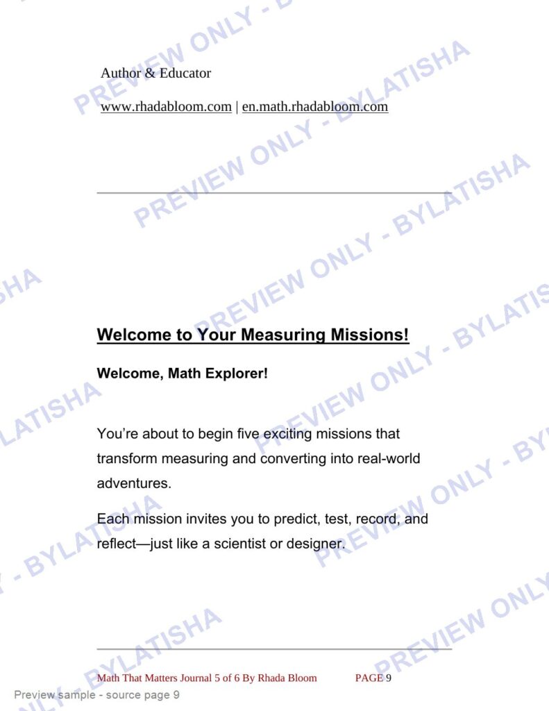 My Measurement Adventures Journal preview sample