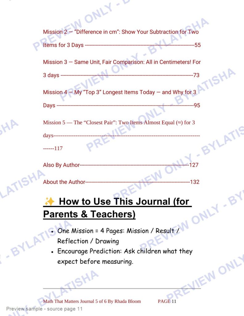 My Measurement Adventures Journal preview sample