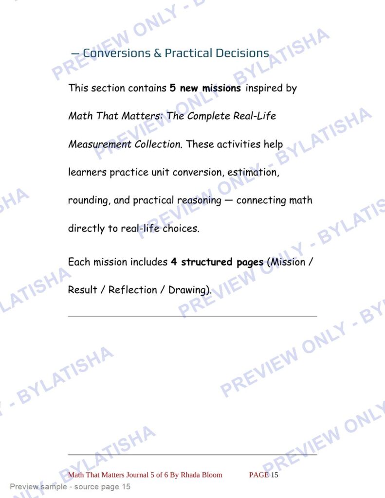 My Measurement Adventures Journal preview sample