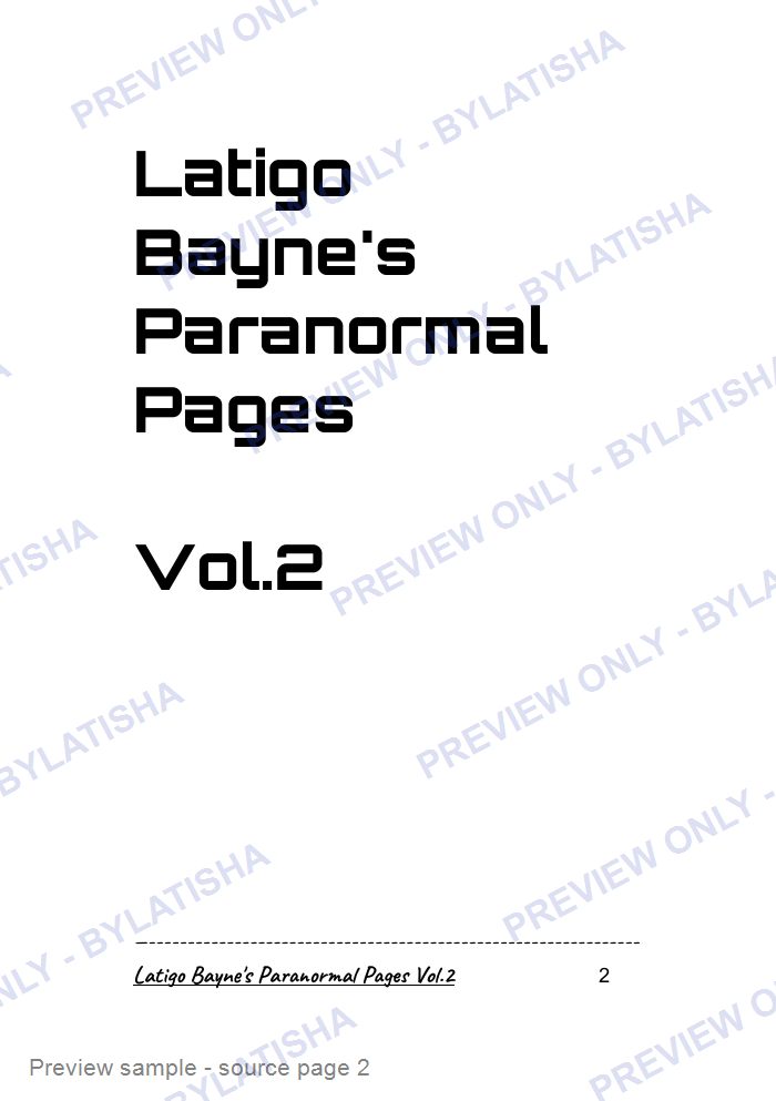 Latigo Bayne's Paranormal Pages: Volume 2 preview sample