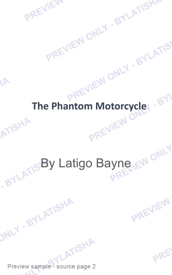 The Phantom Motorcycle preview sample