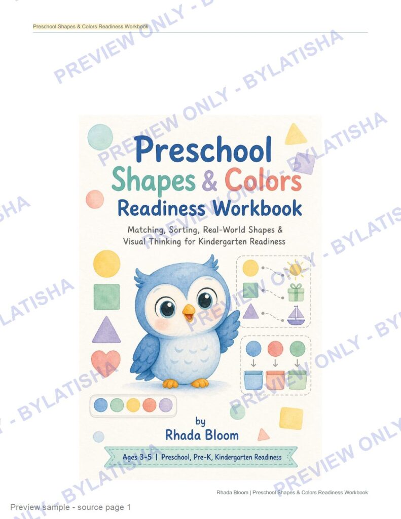 Preschool Shapes and Colors Readiness Workbook preview sample