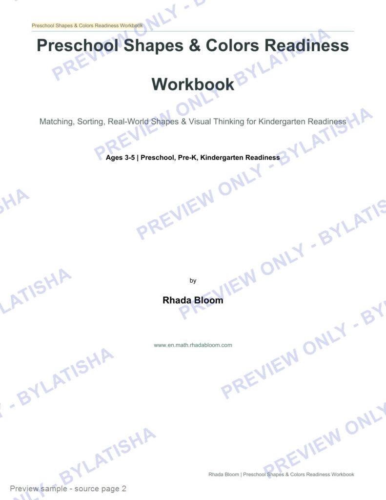 Preschool Shapes and Colors Readiness Workbook preview sample