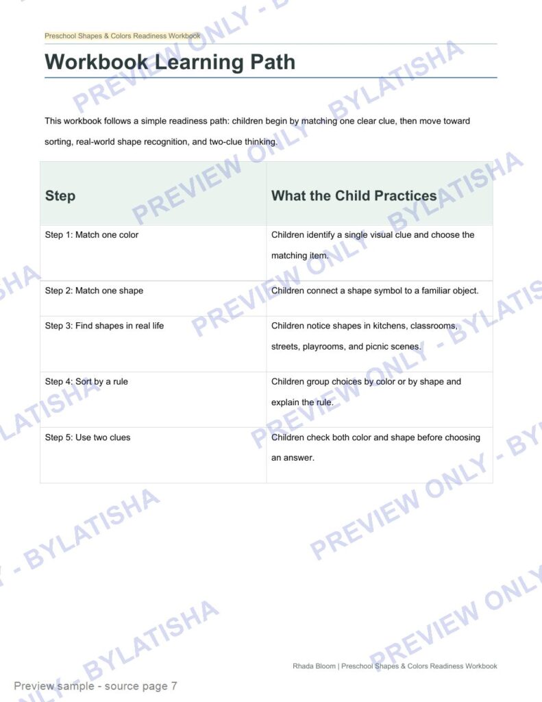 Preschool Shapes and Colors Readiness Workbook preview sample