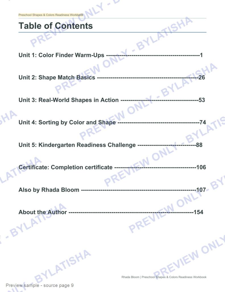Preschool Shapes and Colors Readiness Workbook preview sample