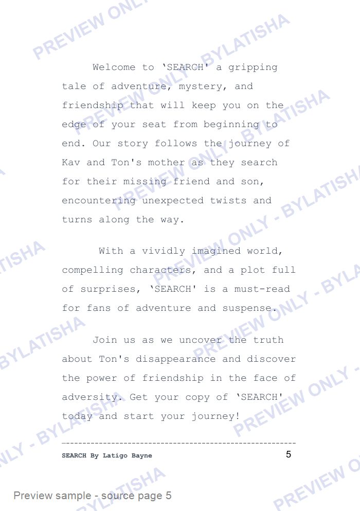 SEARCH: (Accessible Edition – Black & White Print) preview sample