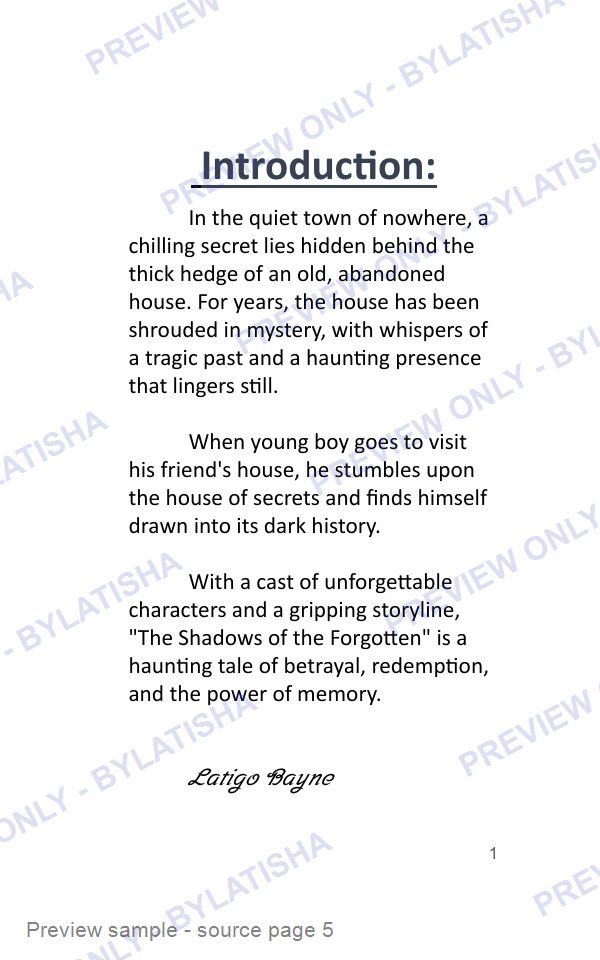 The Shadows of the Forgotten: E-Book Edition — Latigo’s Flash Read preview sample