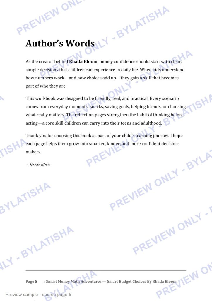 Smart Money Math Adventures: Smart Budget Choices preview sample