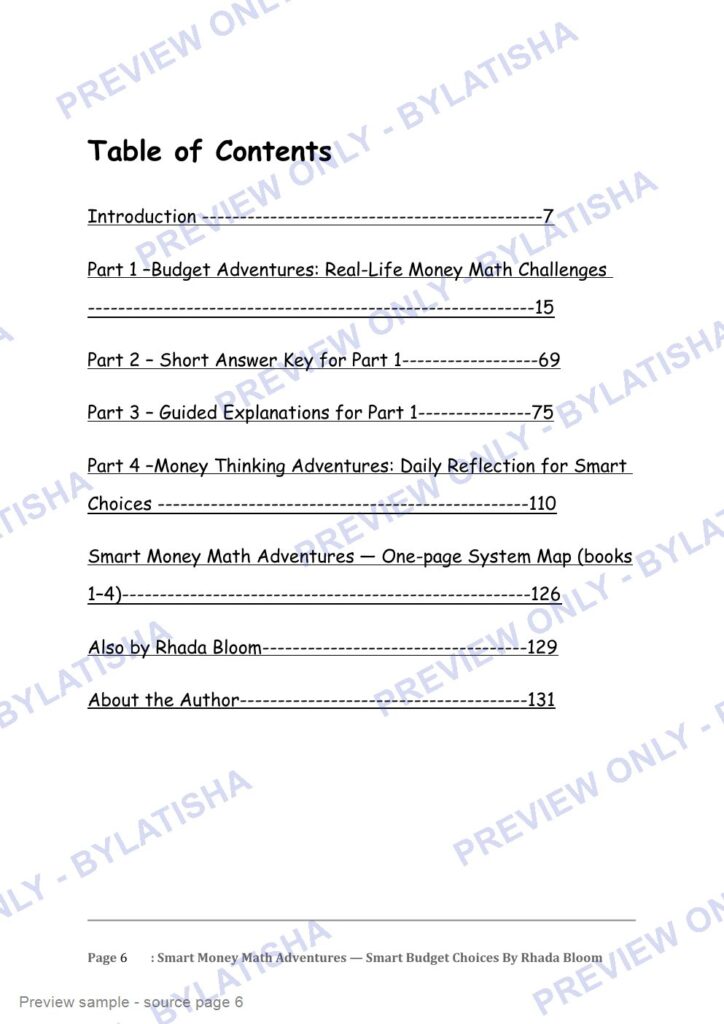 Smart Money Math Adventures: Smart Budget Choices preview sample