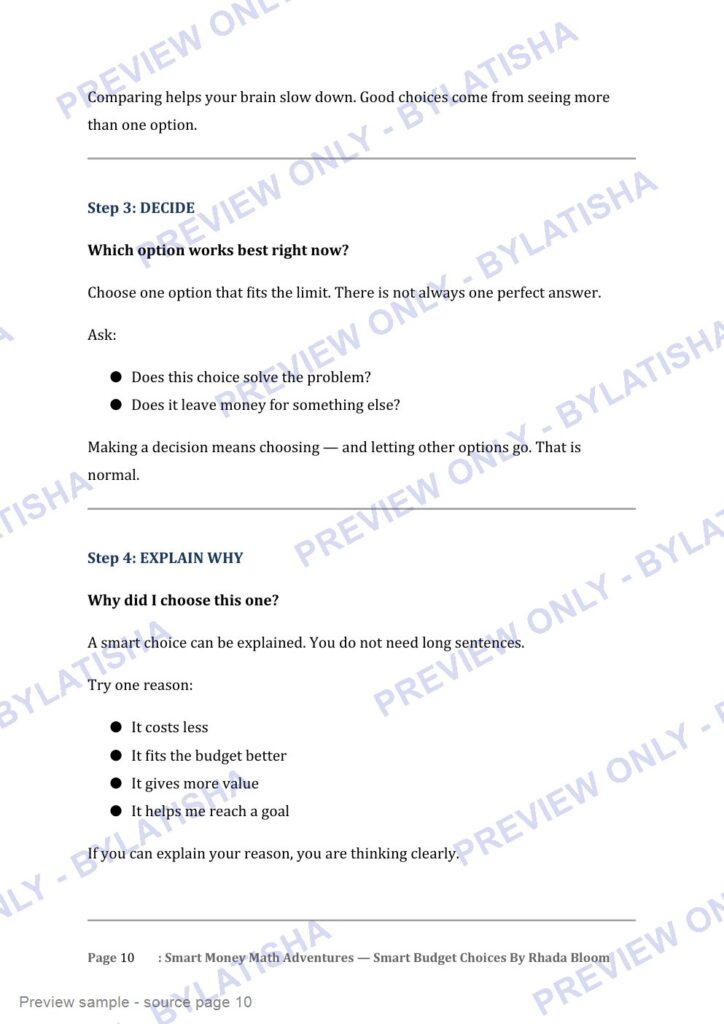 Smart Money Math Adventures: Smart Budget Choices preview sample