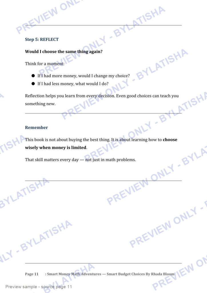 Smart Money Math Adventures: Smart Budget Choices preview sample