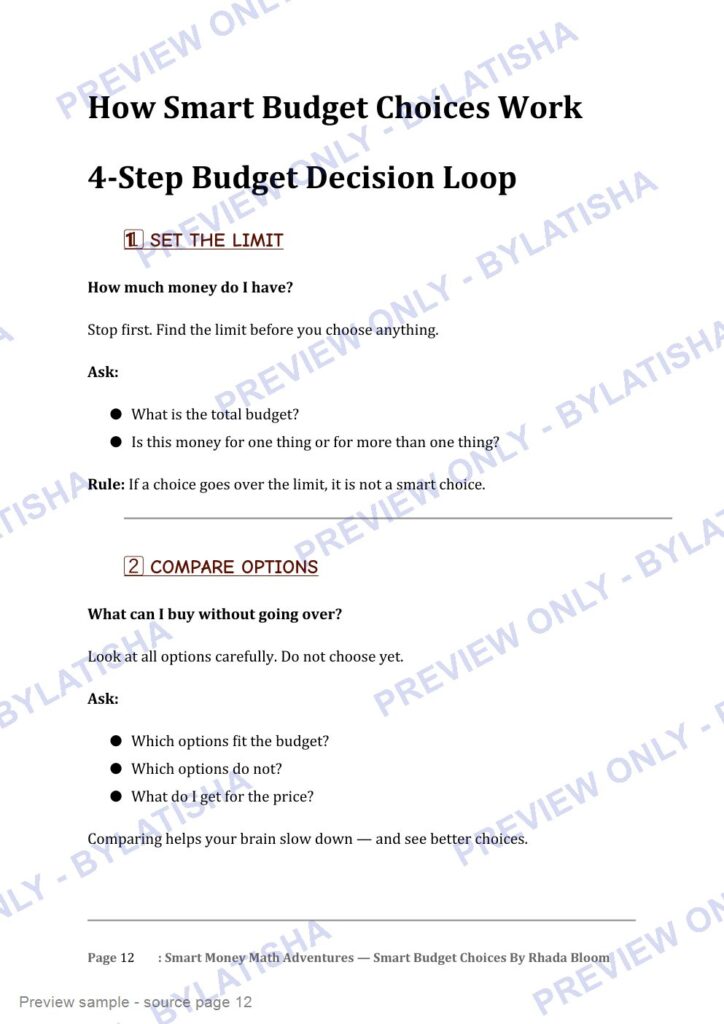 Smart Money Math Adventures: Smart Budget Choices preview sample