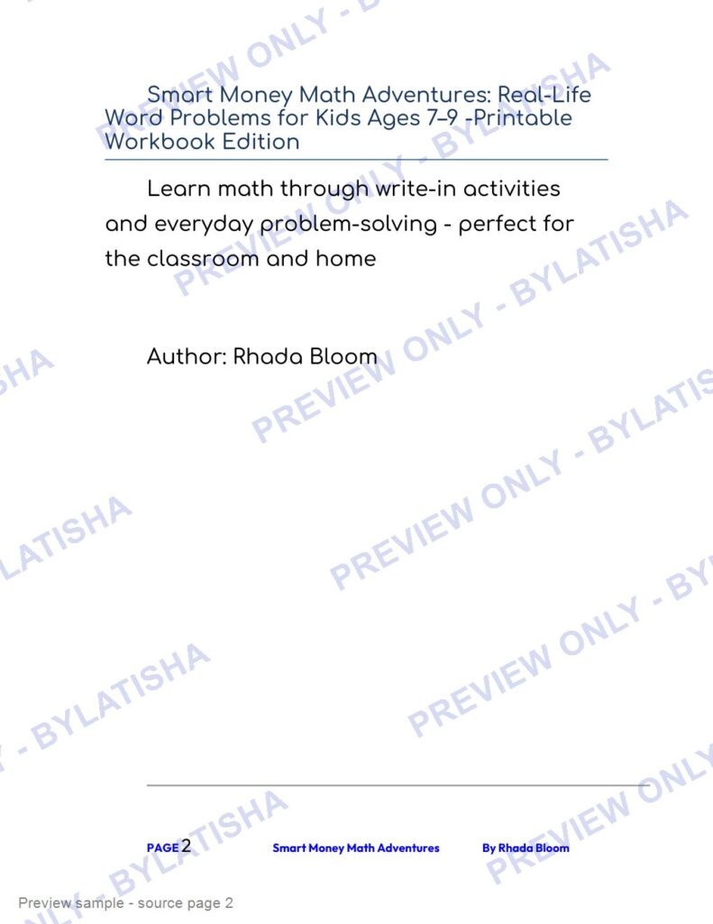 Smart Money Math Adventures: Real-Life Word Problems for Kids Ages 7-9 preview sample