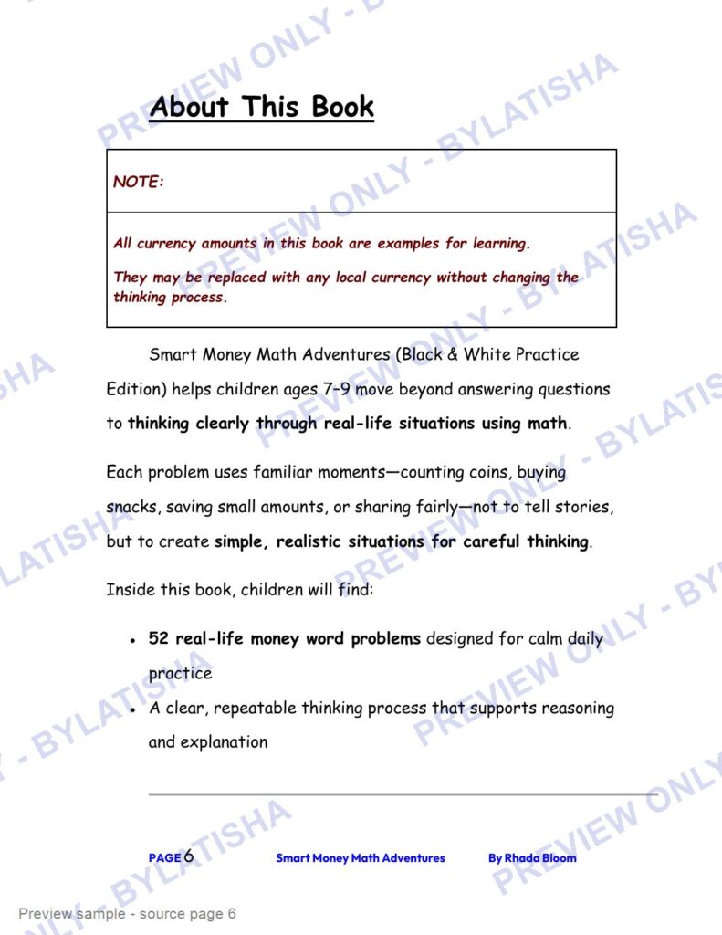 Smart Money Math Adventures: Real-Life Word Problems for Kids Ages 7-9 preview sample