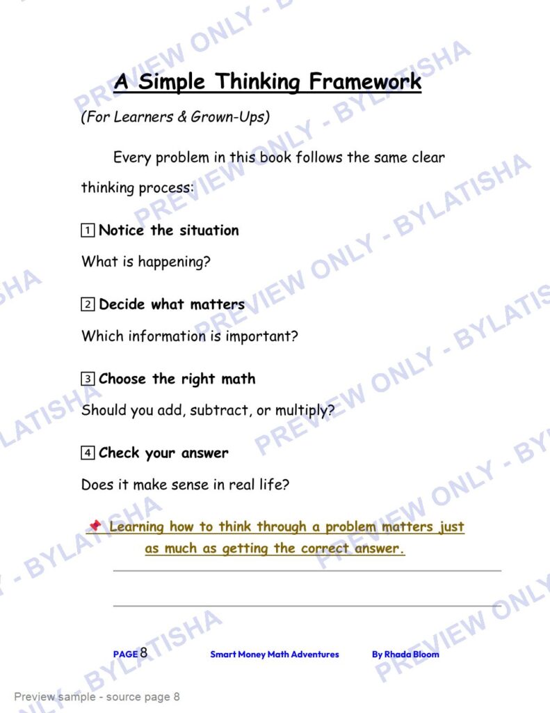Smart Money Math Adventures: Real-Life Word Problems for Kids Ages 7-9 preview sample
