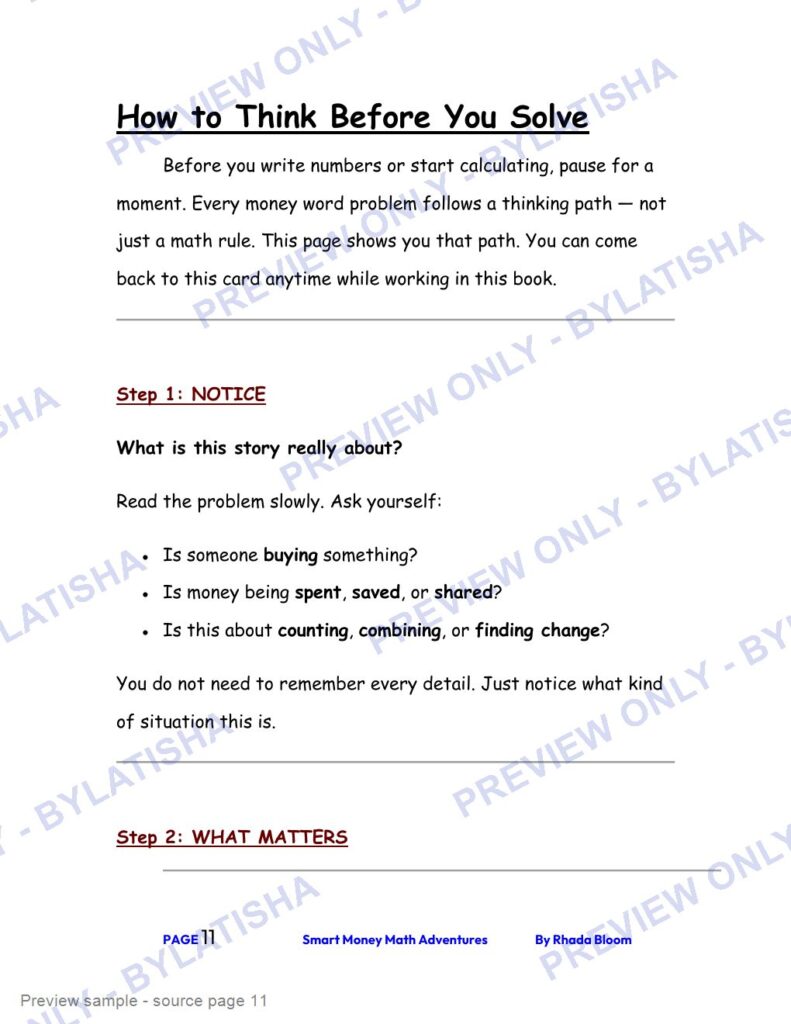 Smart Money Math Adventures: Real-Life Word Problems for Kids Ages 7-9 preview sample