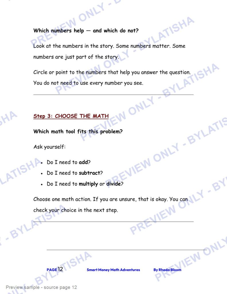 Smart Money Math Adventures: Real-Life Word Problems for Kids Ages 7-9 preview sample