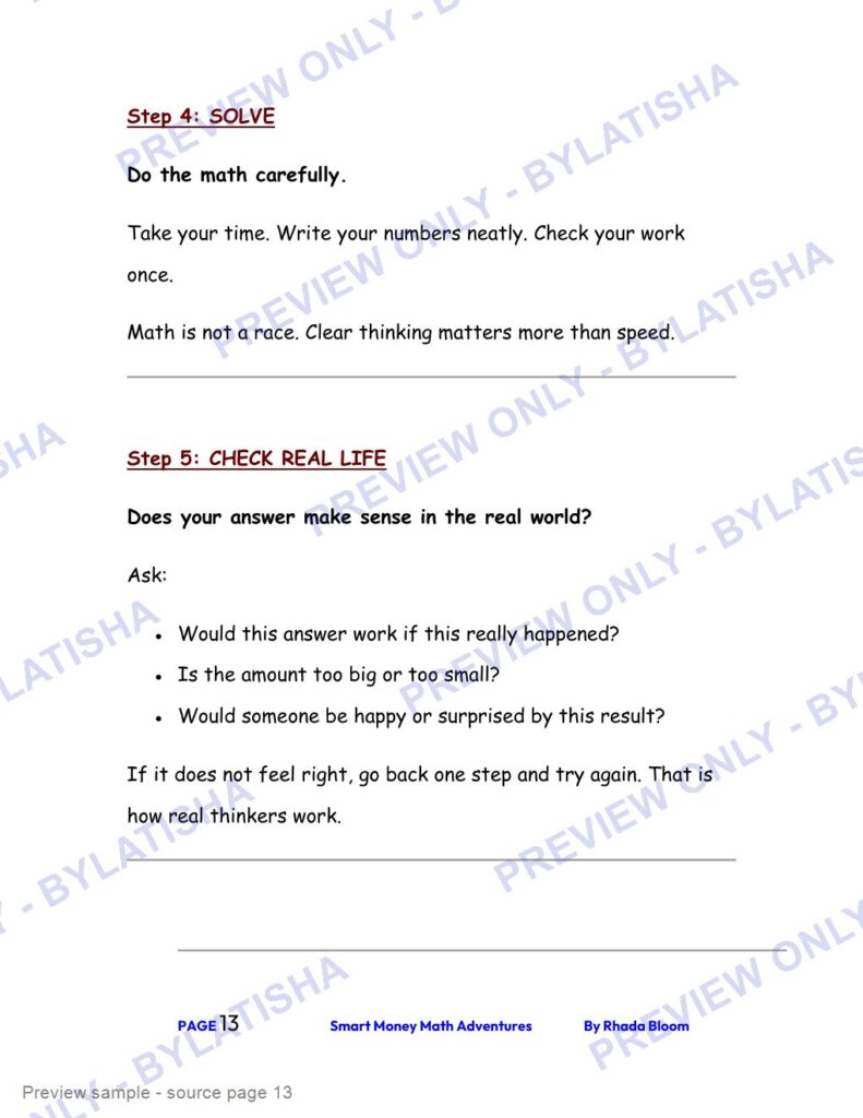 Smart Money Math Adventures: Real-Life Word Problems for Kids Ages 7-9 preview sample