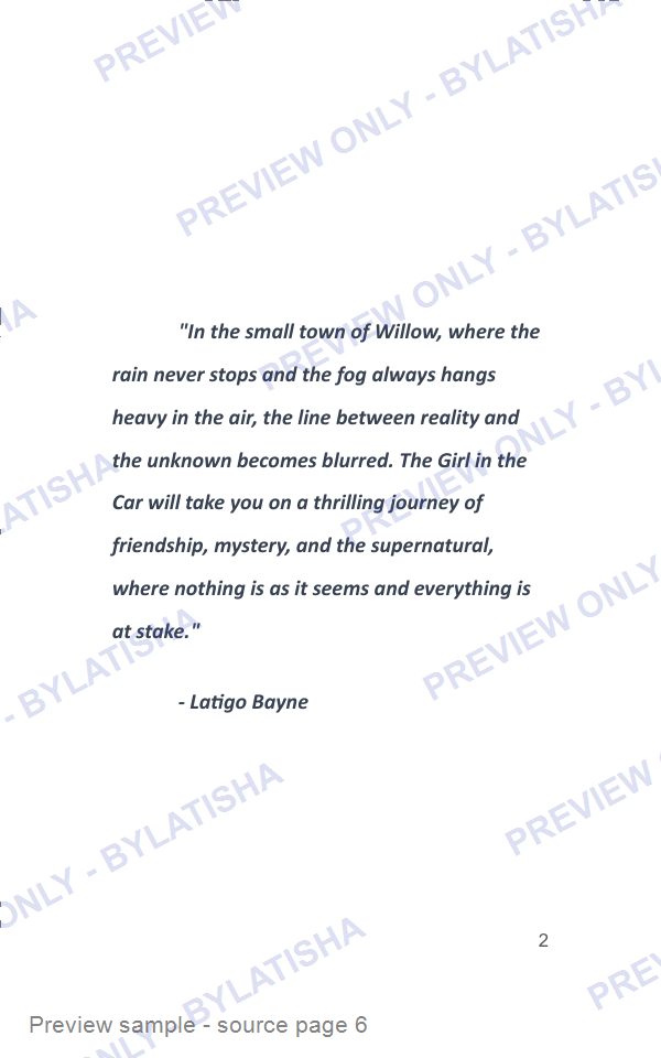 The Girl in the Car: E-Book Edition — Latigo’s Flash Read preview sample