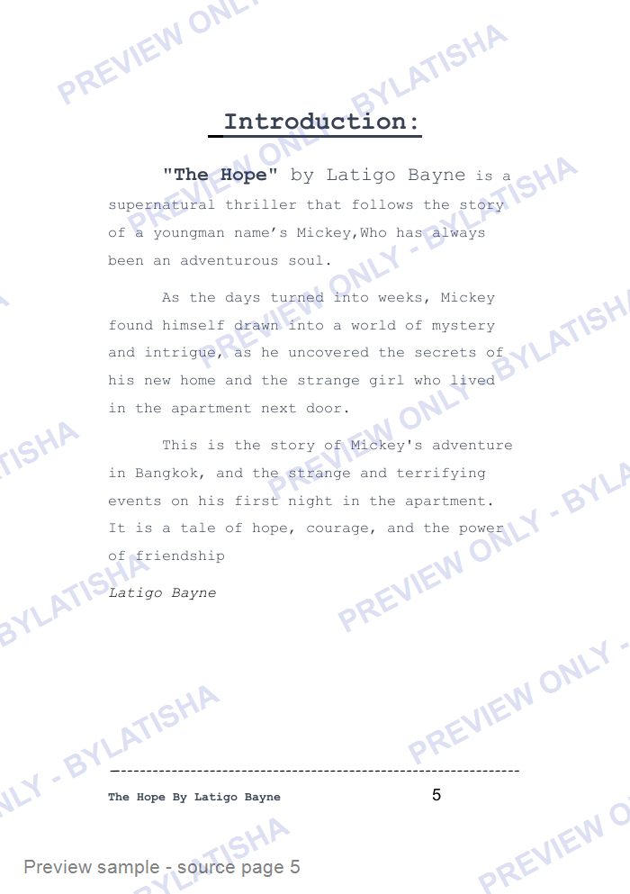 The Hope (Latigo’s Short Film Read) preview sample