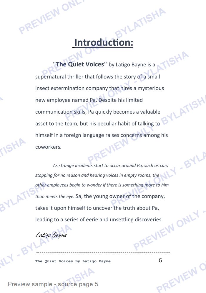 The Quiet Voices: Screenplay E-Book Edition — A Latigo’s Short Film Read preview sample
