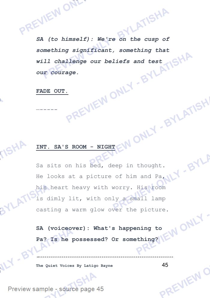 The Quiet Voices: Screenplay E-Book Edition — A Latigo’s Short Film Read preview sample