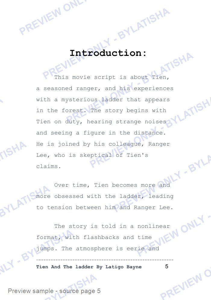 Tien And The ladder: Screenplay E-Book Edition preview sample