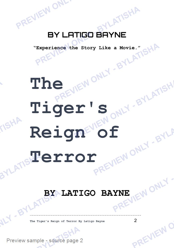 The Tiger's Reign of Terror preview sample