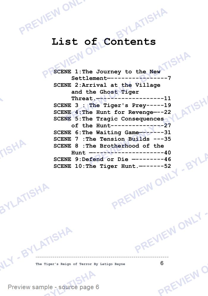 The Tiger's Reign of Terror preview sample