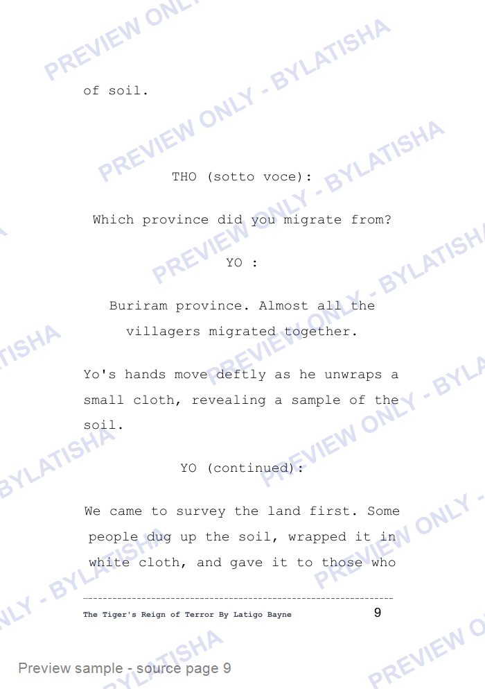 The Tiger's Reign of Terror preview sample