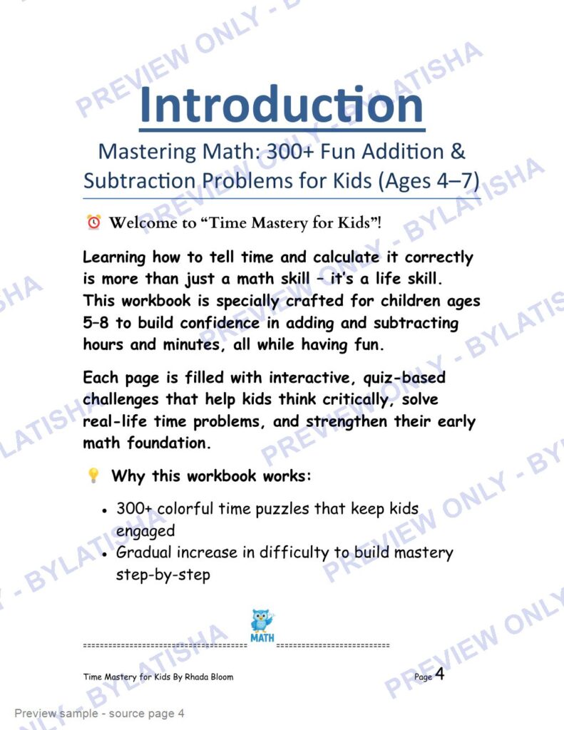 Time Mastery for Kids preview sample
