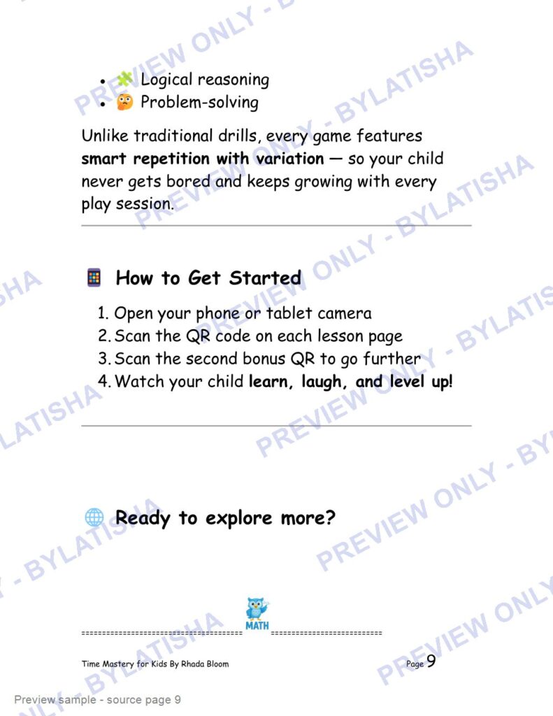 Time Mastery for Kids preview sample