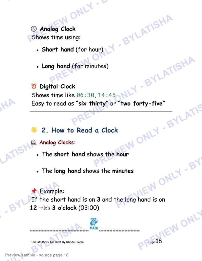 Time Mastery for Kids preview sample
