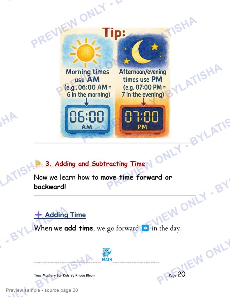 Time Mastery for Kids preview sample