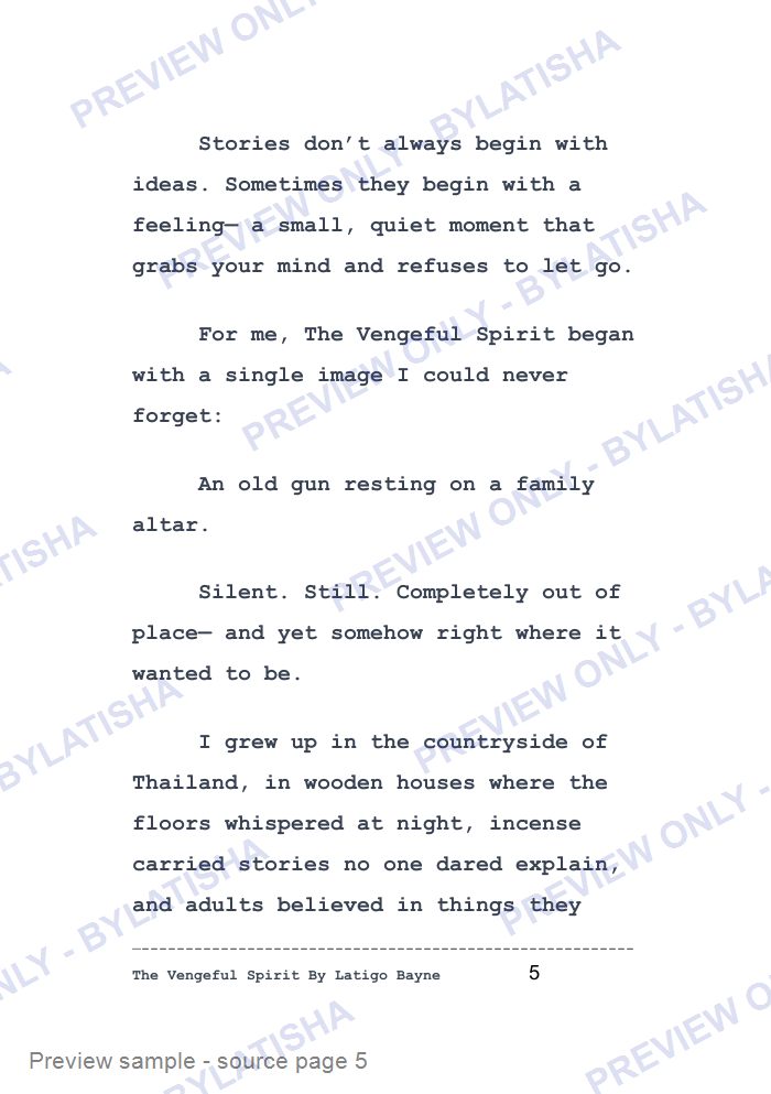 The Vengeful Spirit: Screenplay E-Book Edition — Latigo’s Flash Read preview sample