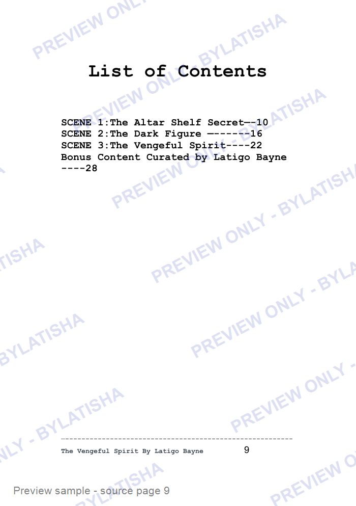 The Vengeful Spirit: Screenplay E-Book Edition — Latigo’s Flash Read preview sample